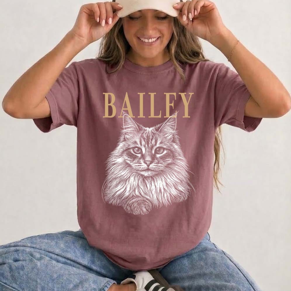 Custom Pet Portrait Vintage Art Heavyweight Shirt