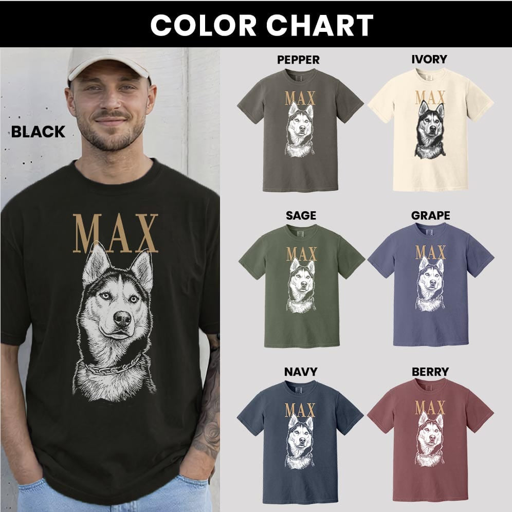 Custom Pet Portrait Vintage Art Heavyweight Shirt