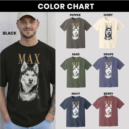 Custom Pet Portrait Vintage Art Heavyweight Shirt