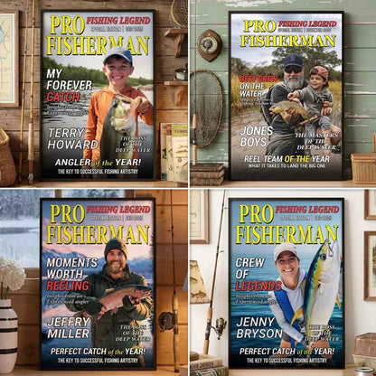 Personalized "Pro Fisherman" Magazine Cover Poster and Canvas