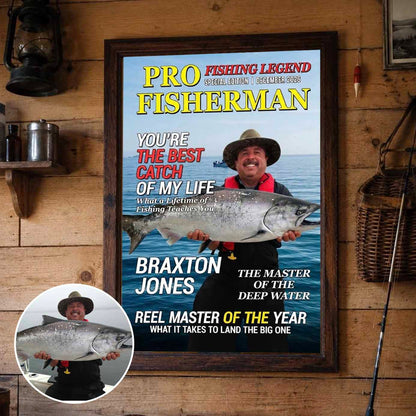 Personalized "Pro Fisherman" Magazine Cover Poster and Canvas