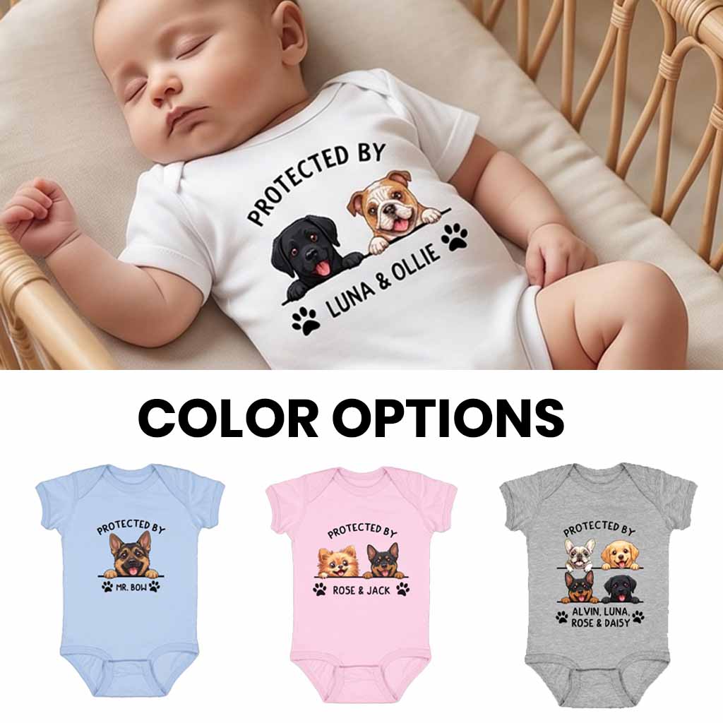 Protected By Custom Pet Portrait Baby Onesie
