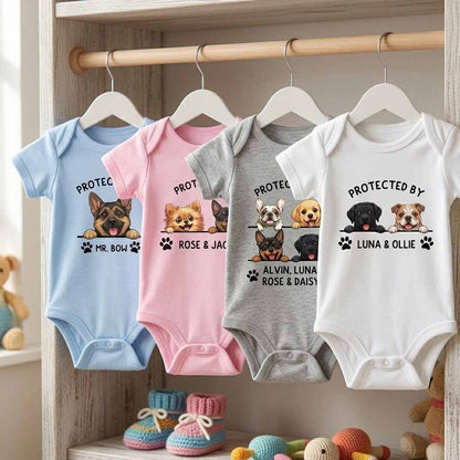 Protected By Custom Pet Portrait Baby Onesie