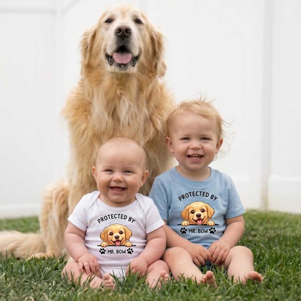 Protected By Custom Pet Portrait Baby Onesie