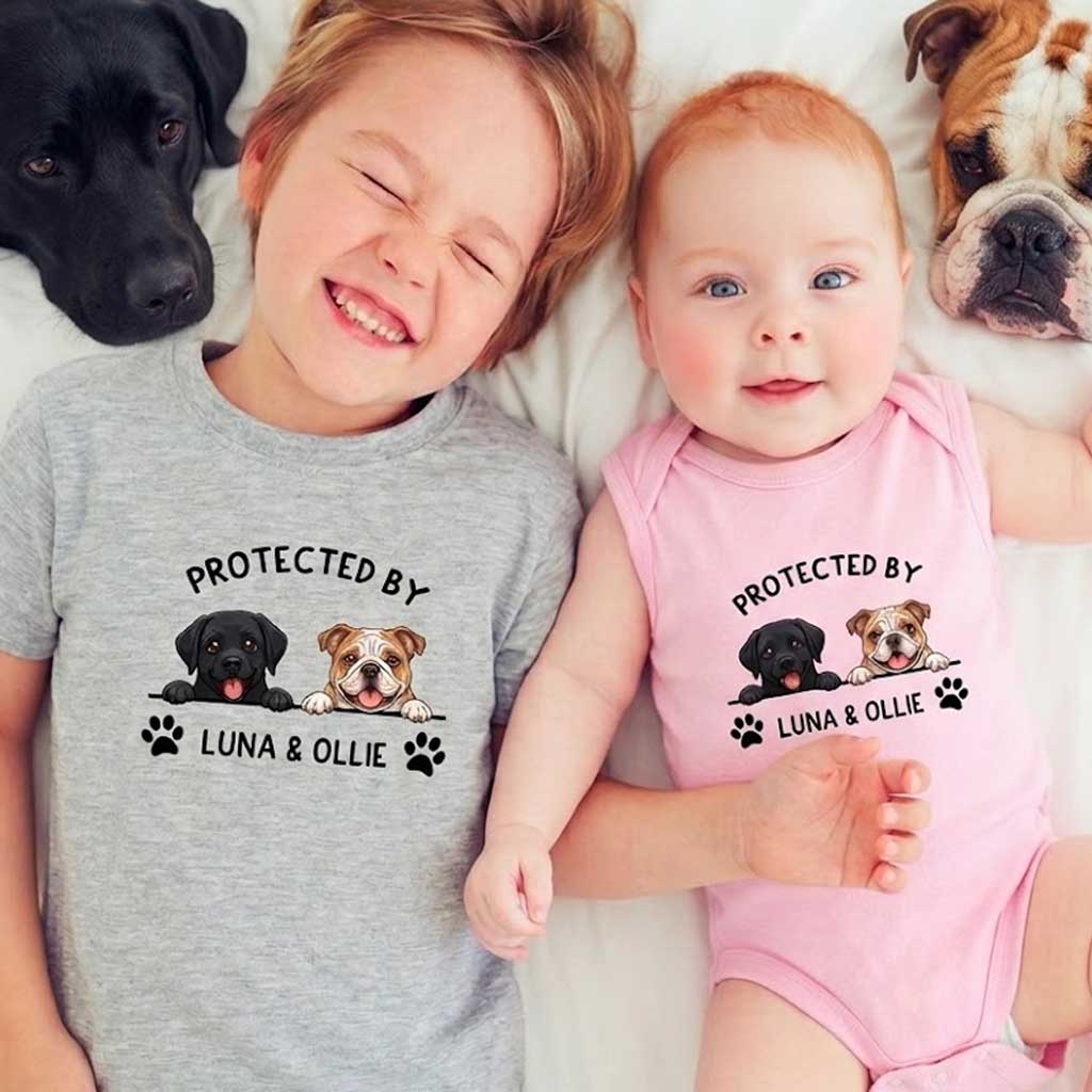 Protected By Custom Pet Portrait Baby Onesie