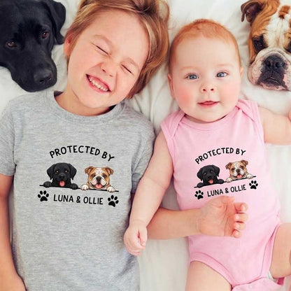 Protected By Custom Pet Portrait Baby Onesie