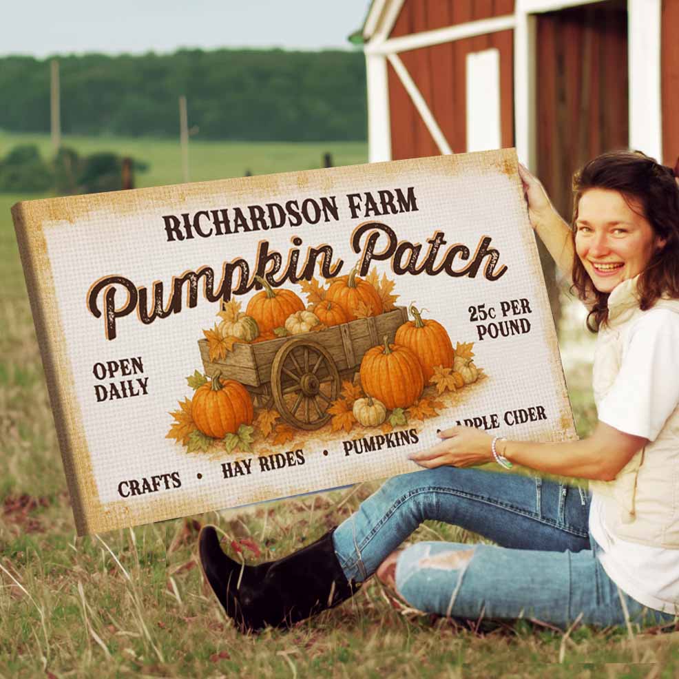 Personalized Pumpkin Patch Farmhouse Thanksgiving Sign