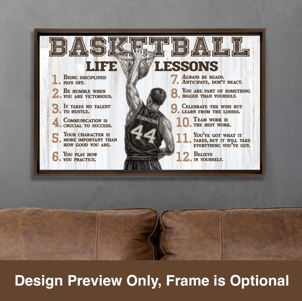 Basketball Life Lessons Personalized Canvas Sports Room