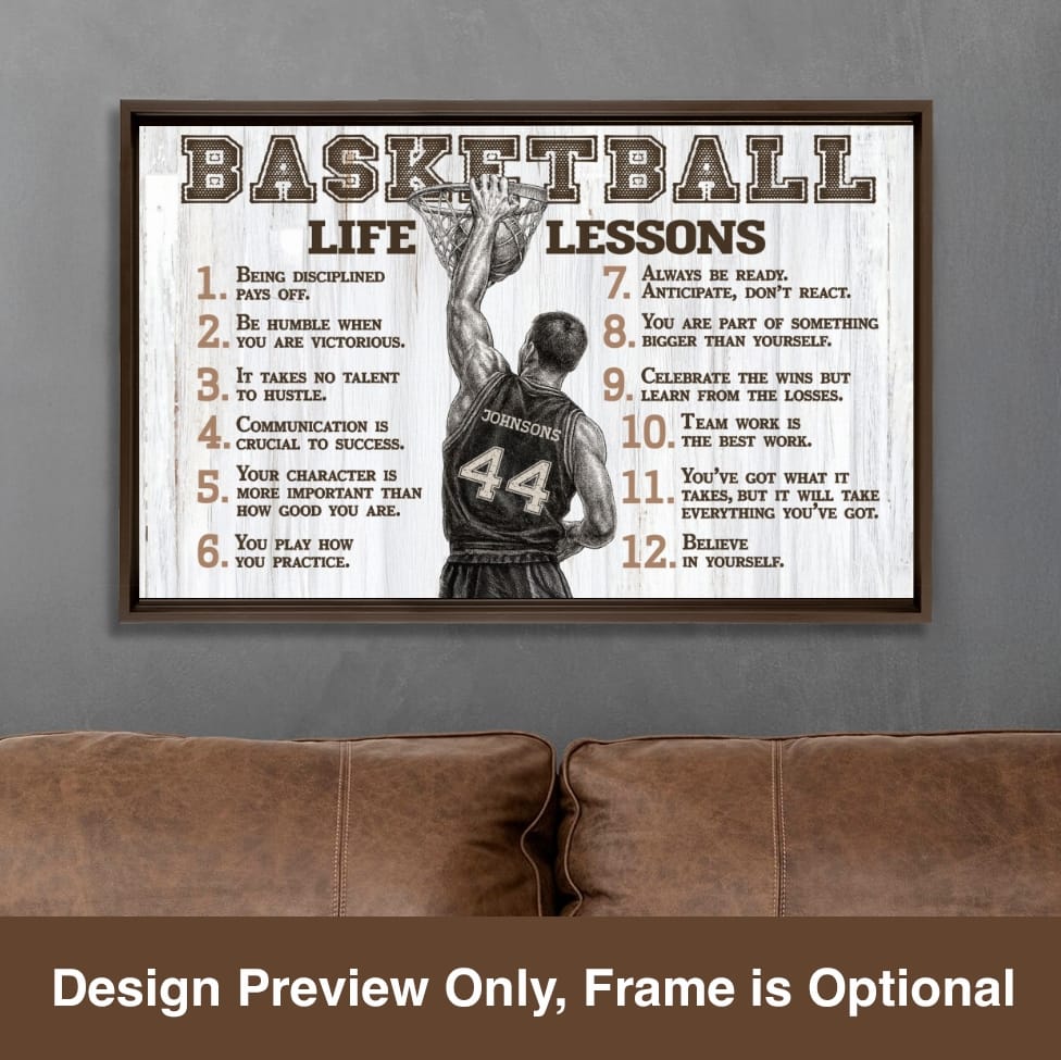 Basketball Life Lessons Personalized Canvas Sports Room