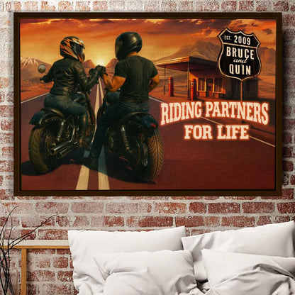 Riding Partner For Life Custom Biker Couple Canvas