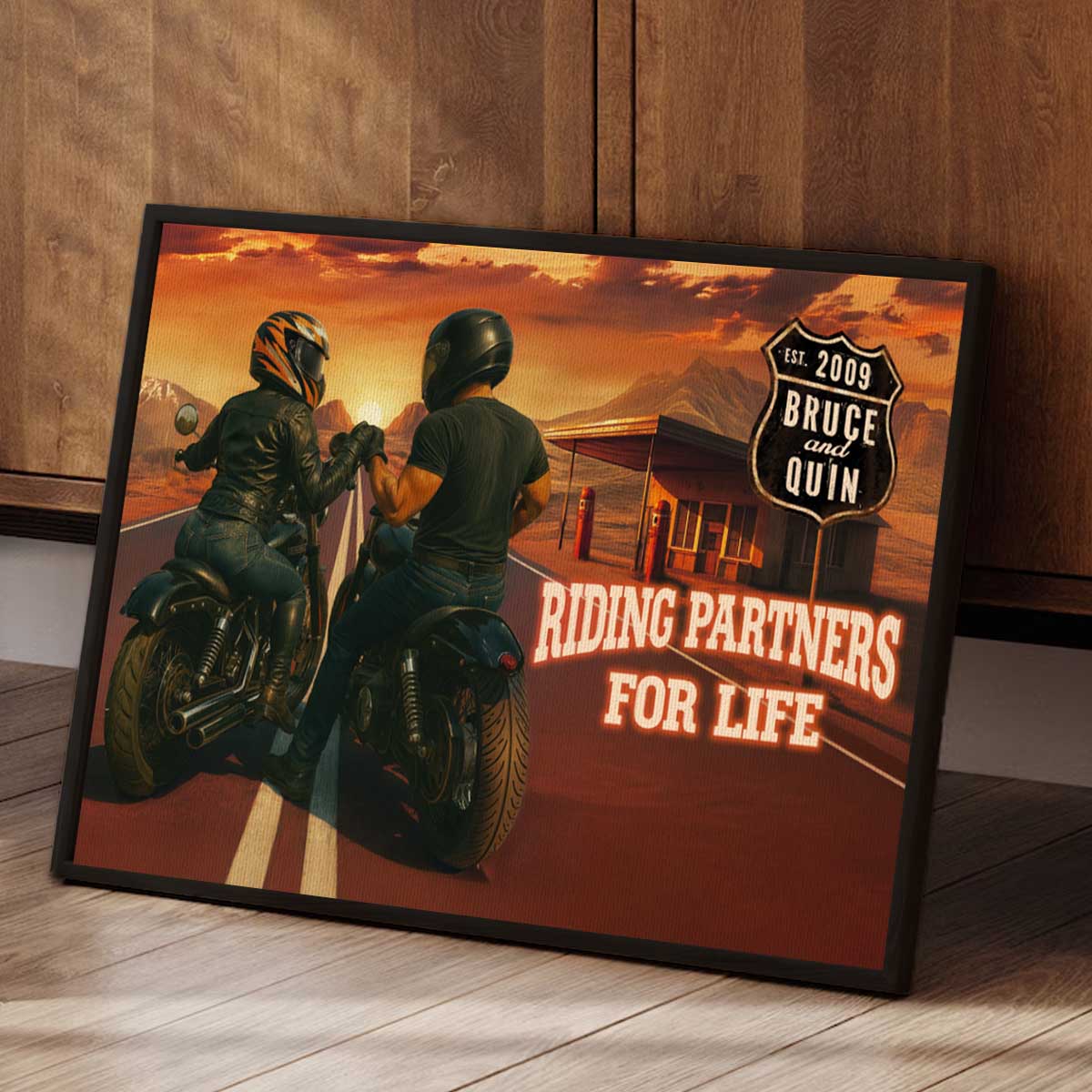 Riding Partner For Life Custom Biker Couple Canvas