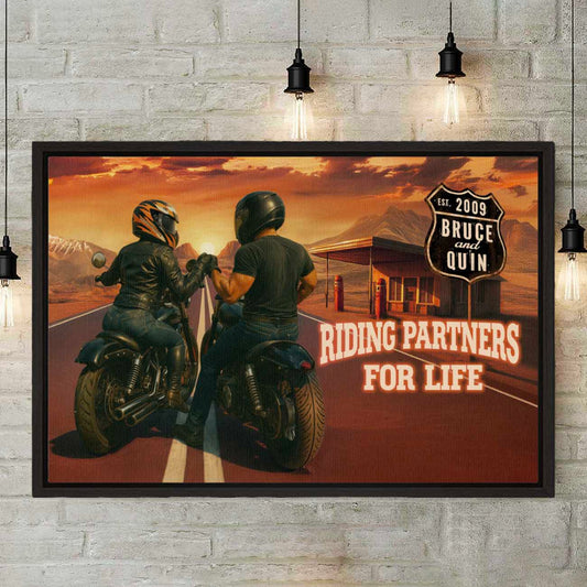 Riding Partner For Life Custom Biker Couple Canvas