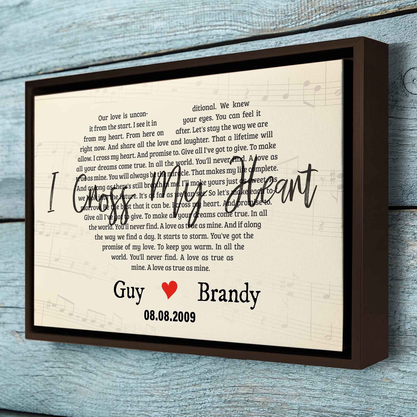 Heart Shaped Song Lyrics On Canvas Custom Wall Art