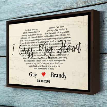 Heart Shaped Song Lyrics On Canvas Custom Wall Art