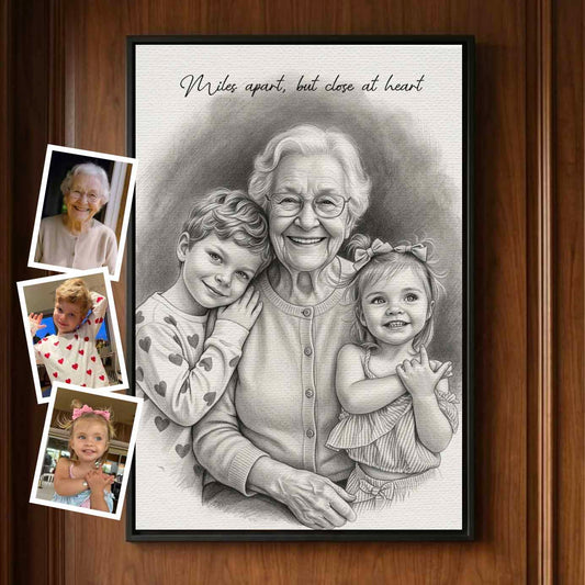 Custom Sketch Portrait Together Again Family Wall Art