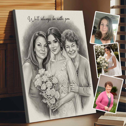 Custom Sketch Portrait Together Again Family Wall Art