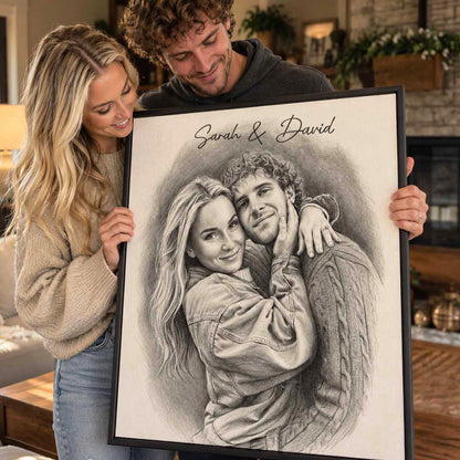 Custom Sketch Portrait Together Again Family Wall Art