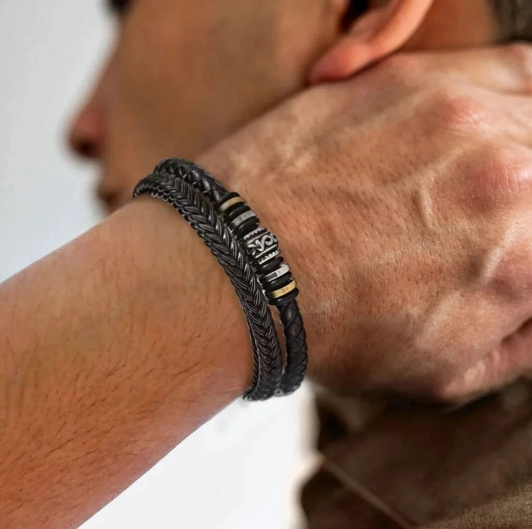 Dance In The Rain - To My Son Leather Bracelet
