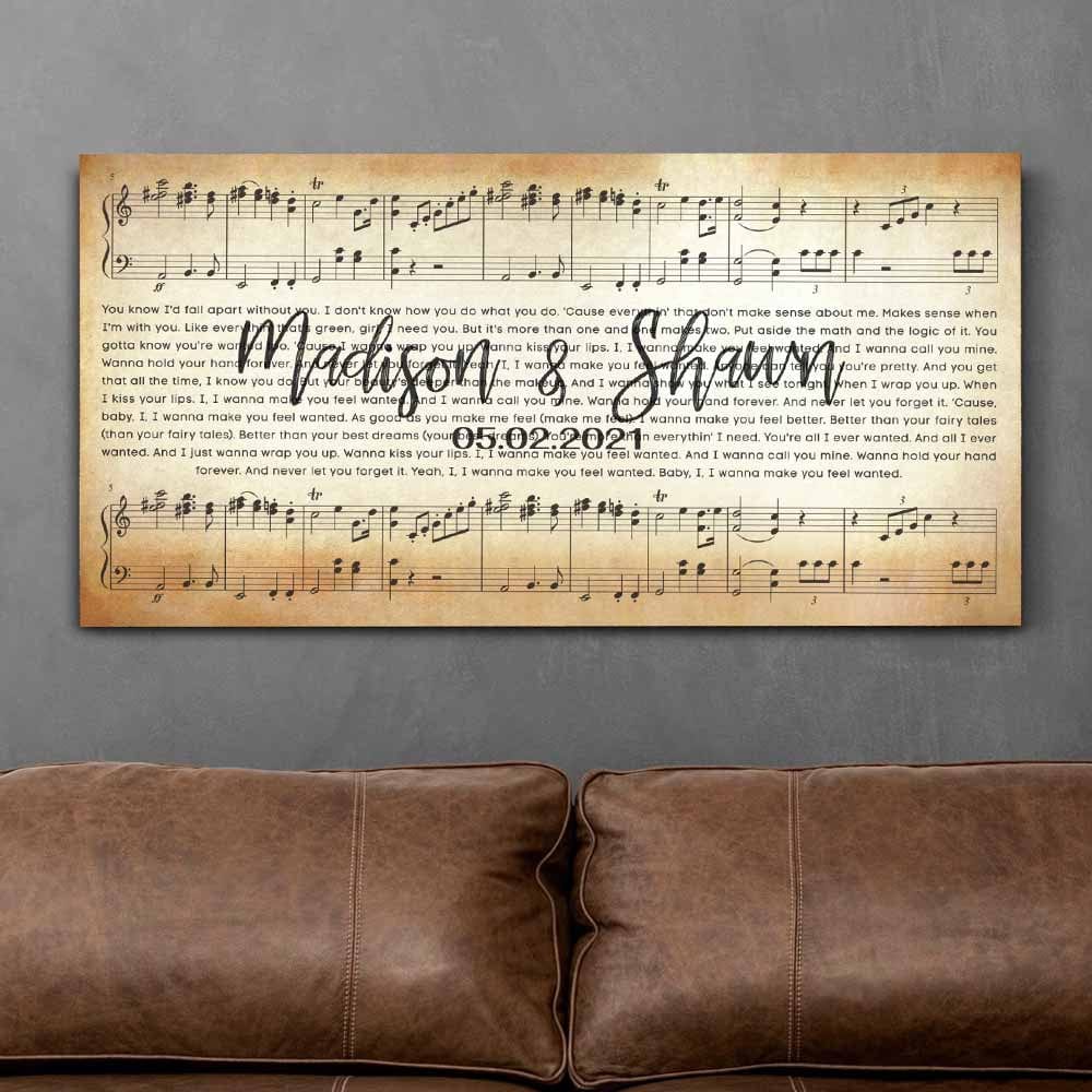 Song Lyrics On Panoramic Canvas Custom Wall Art