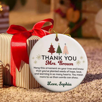 Teacher Appreciation Custom Thank you Ornament