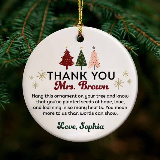 Teacher Appreciation Custom Thank you Ornament