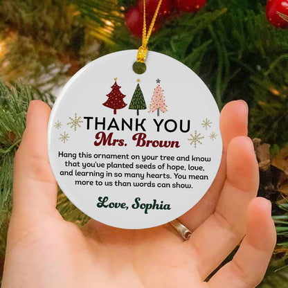 Teacher Appreciation Custom Thank you Ornament