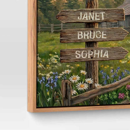 Spring Country Roads Family Sign Custom Canvas