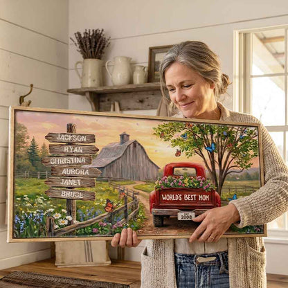 Spring Country Roads Family Sign Custom Canvas