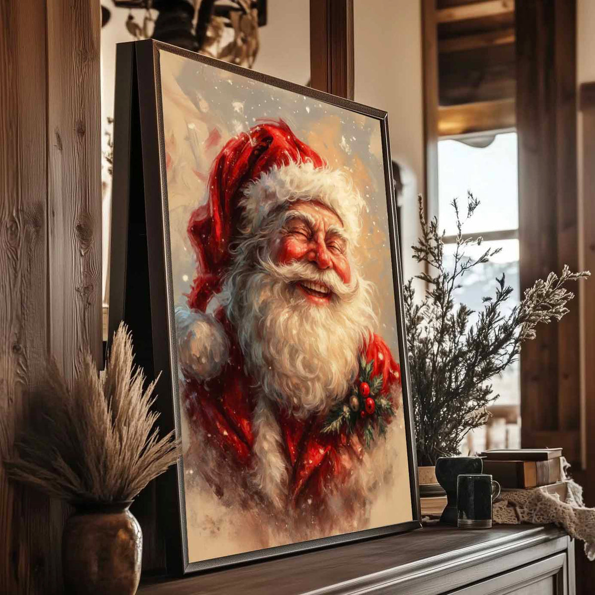 Vintage Santa Canvas Christmas Wall Art