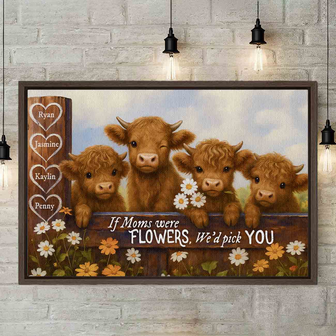 We'd Pick You Highland Cow Custom Canvas