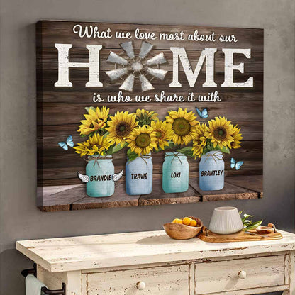 What We Love Most About Our Home | Custom Family Names Canvas