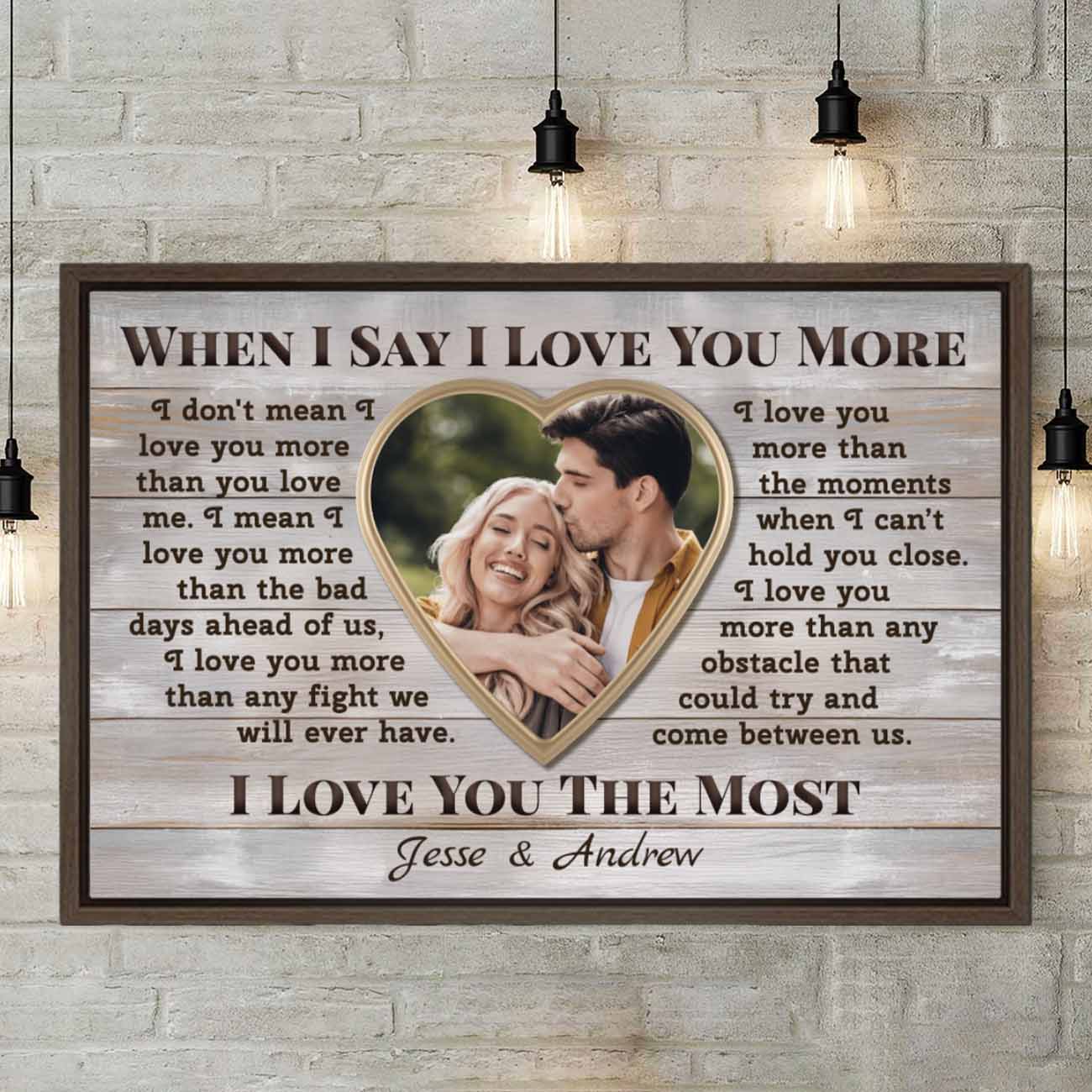 When I Say I Love You More Custom Couple Canvas