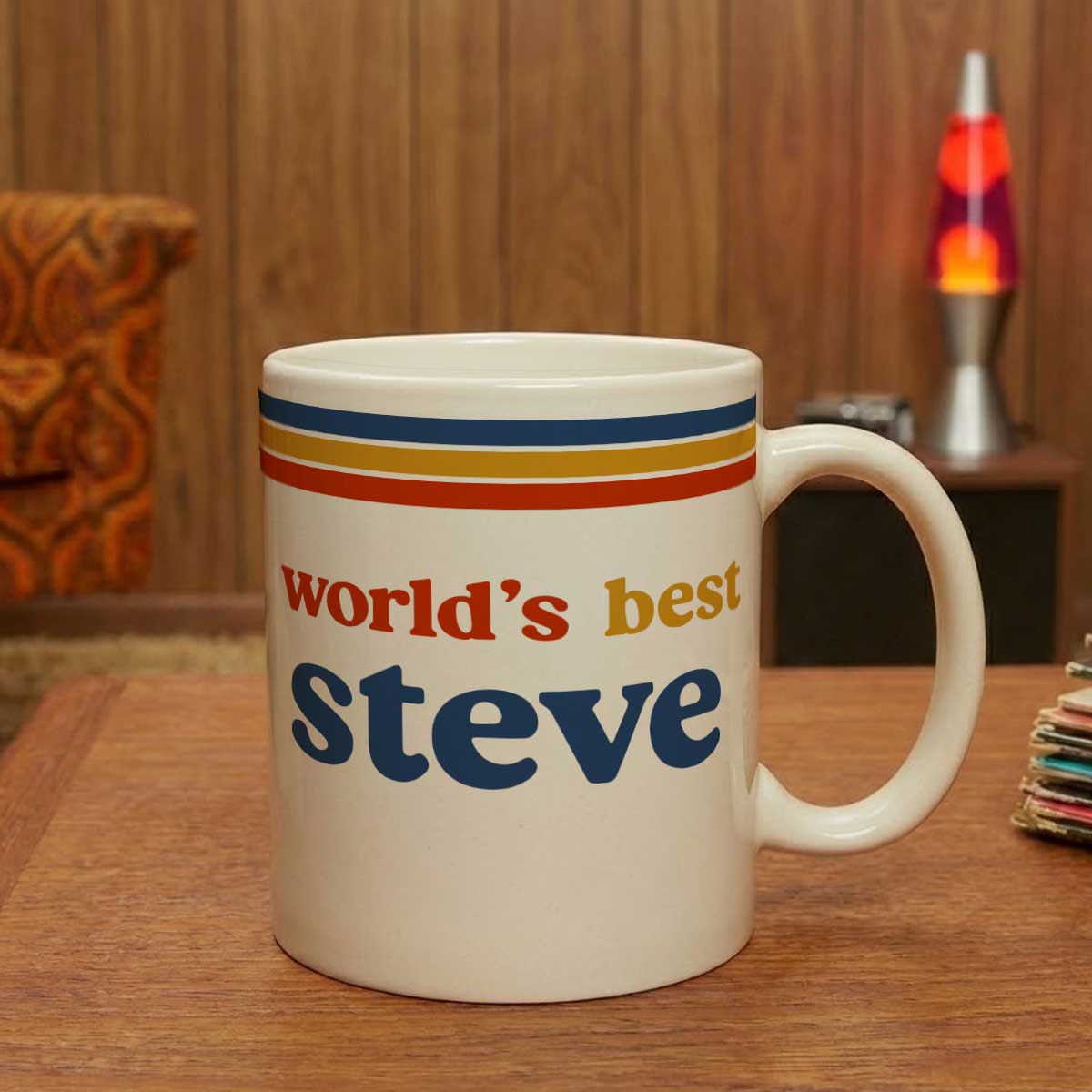Custom Name Retro 70s Mug For Men