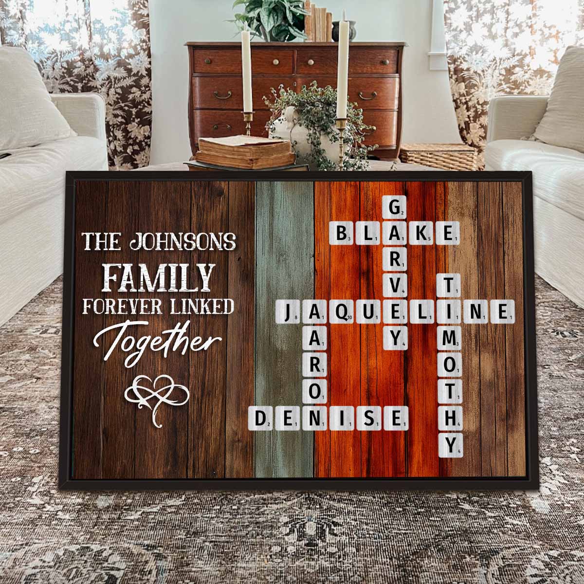 Forever Linked Together Custom Crossword Scrabble Canvas