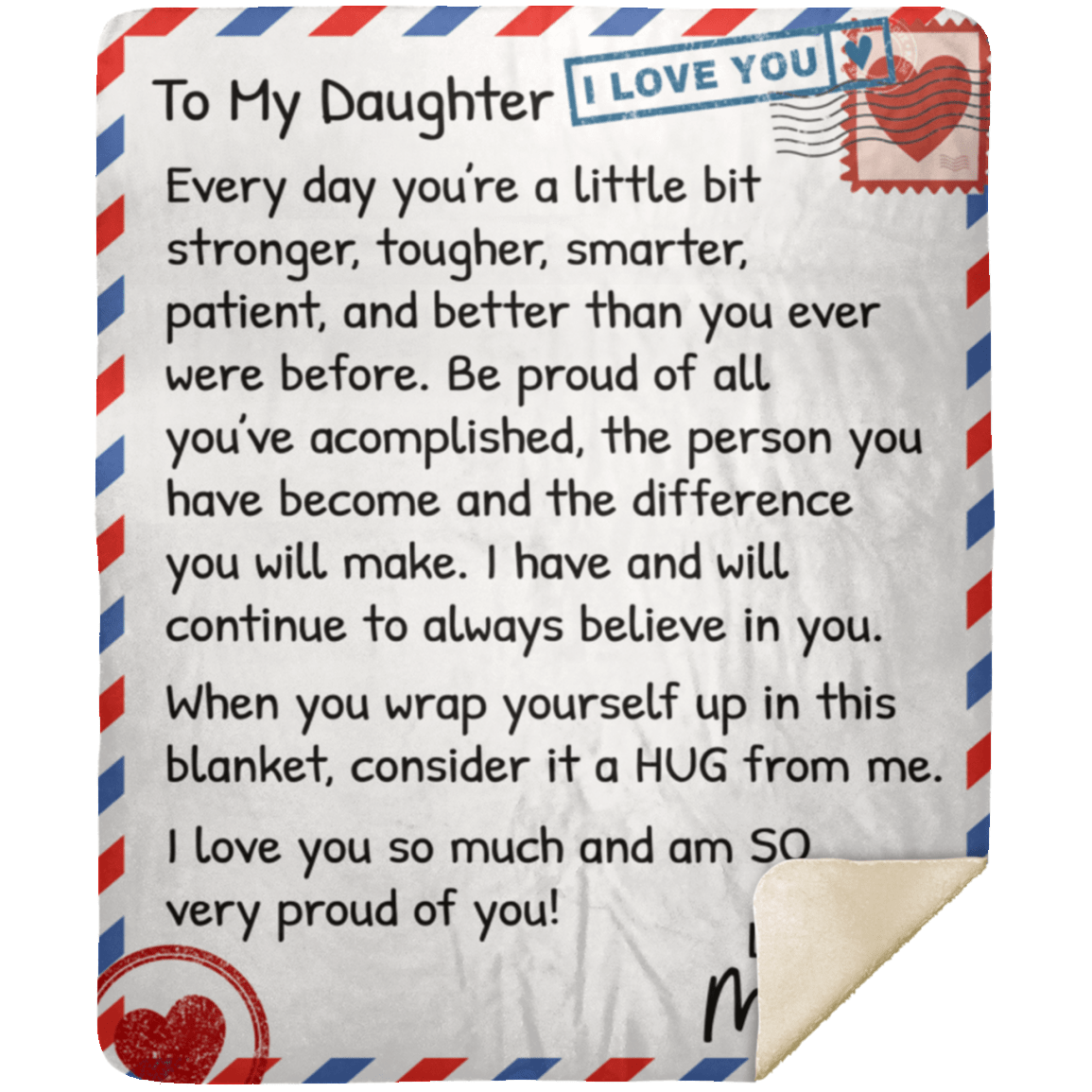 To My Daughter | Premium Mink Sherpa Letter Blanket