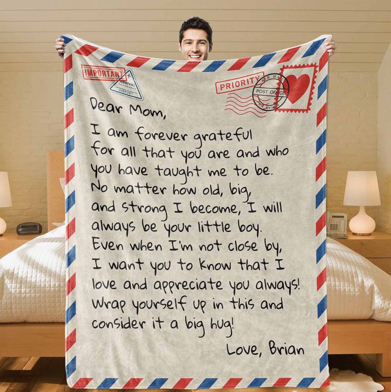 Dear Mom Personalized Giant Love Letter Blanket