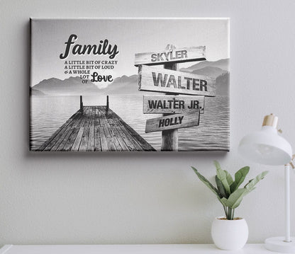 Lake Dock Family Multi-Names Premium Canvas