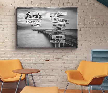 Ocean Dock Family Multi-Names Premium Canvas