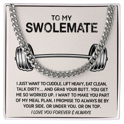 To My Swolemate Necklace | Weightlifting Boyfriend, Fitness Husband Gift, Anniversary Necklace | Workout Partner Gift