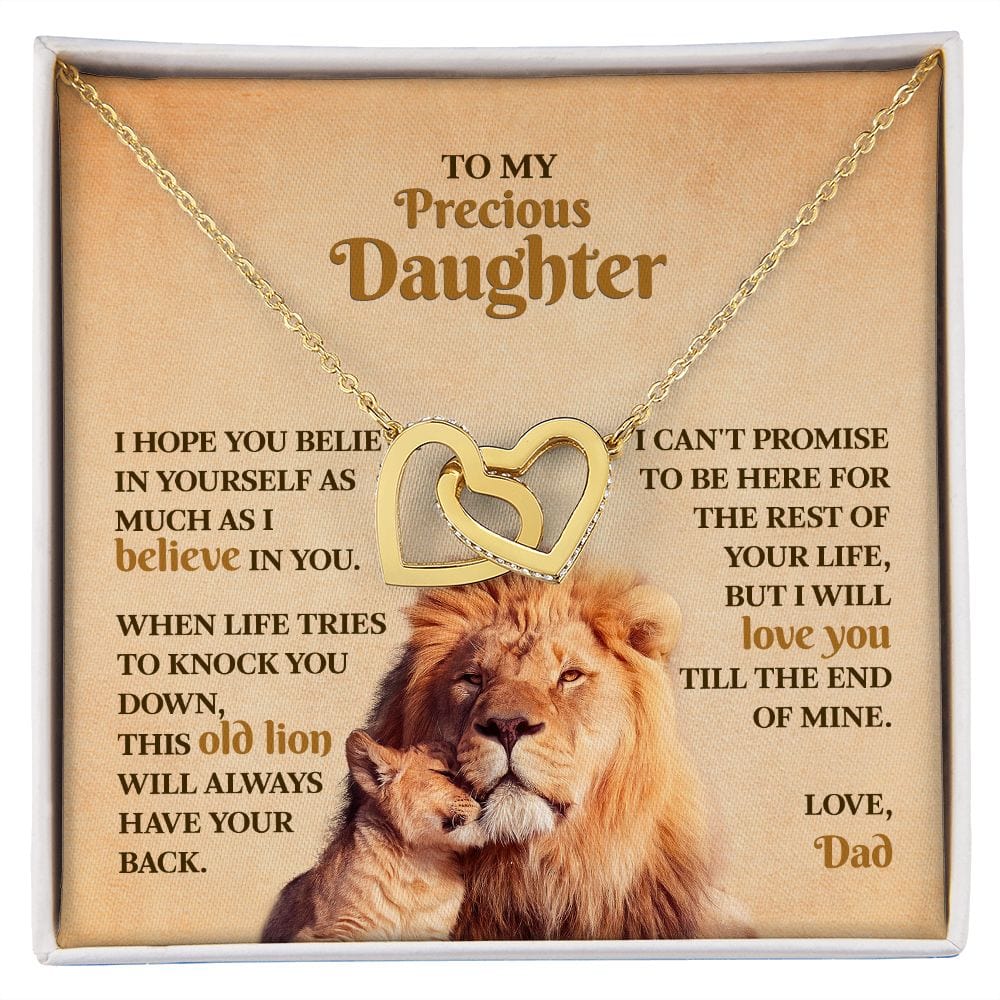 This Old Lion Will Always Have Your Back | To My Daughter Heart Necklace
