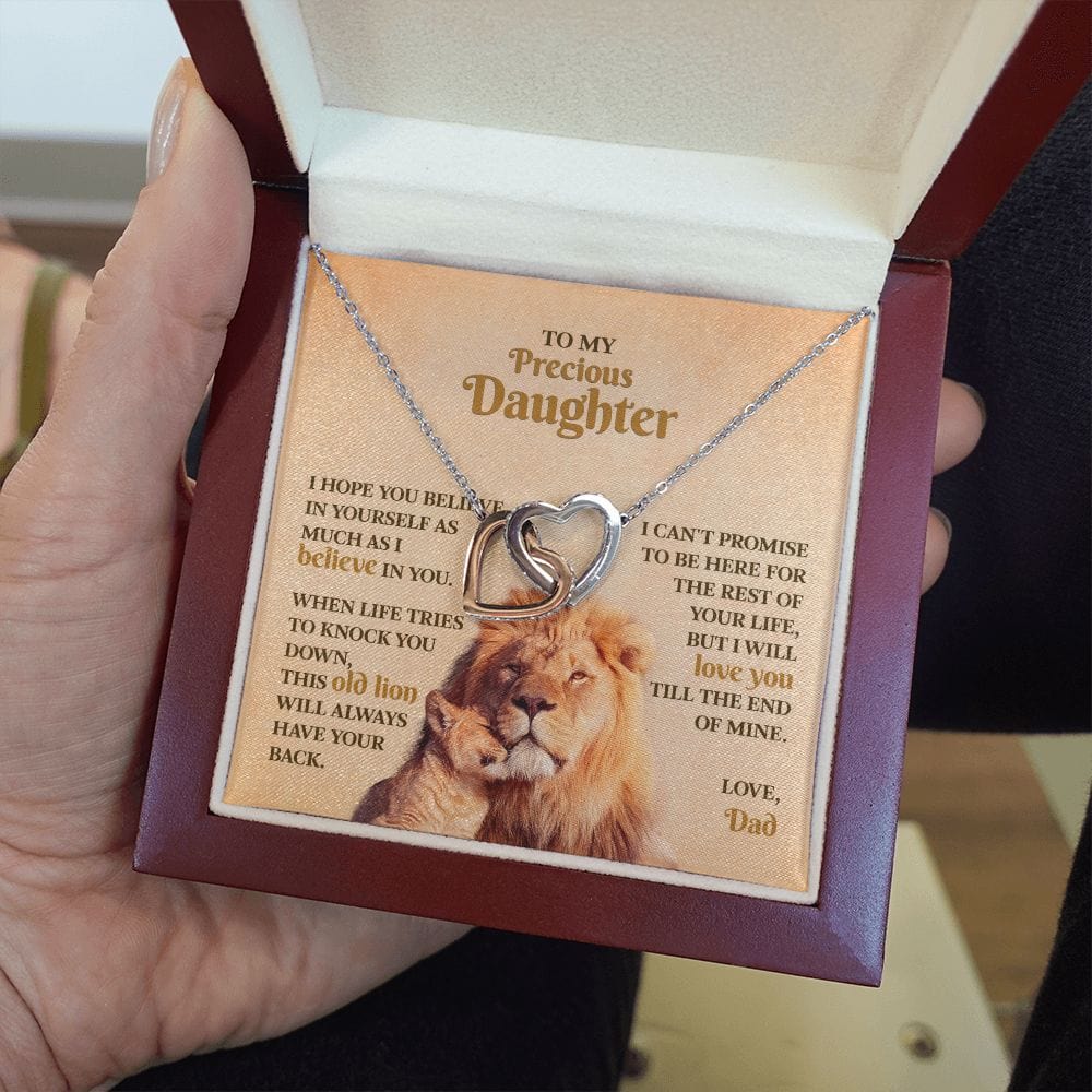This Old Lion Will Always Have Your Back | To My Daughter Heart Necklace
